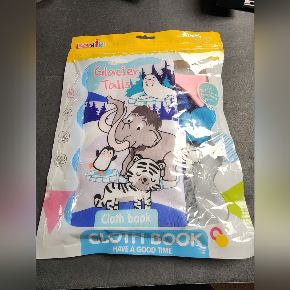 Cloth Baby Book Gift Baby Shower Colors Patterns Glacier Tails 28